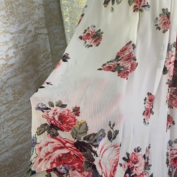 Xhilaration White/Pink Floral Tunic Button Front Collared Mini Dress Size M - Picture 5 of 15